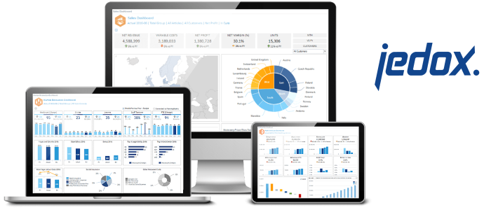Jedox werkt op verschillende apparaten, altijd uw rapporten eenvoudig bij de hand! Jedox werkt op desktop, tablet en zelfs op smartphones
